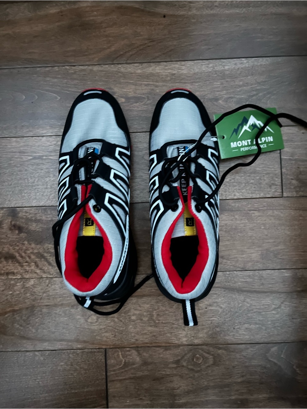 Women’s Athletic Trail  Shoes - White with Red & Black